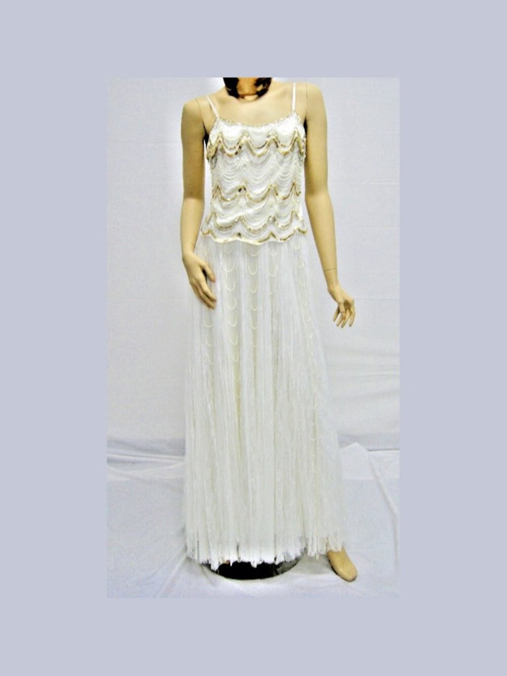 Sue Wong Y2K White Gold Lace Beaded Sequin Wedding Bridal Evening Gown NWT 6